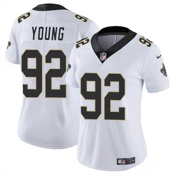 Women%27s New Orleans Saints #92 Chase Young White Vapor Stitched Game Jersey Dzhi